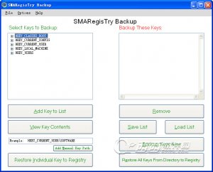 注册表键值备份/还原(SMARegisTry Backup)